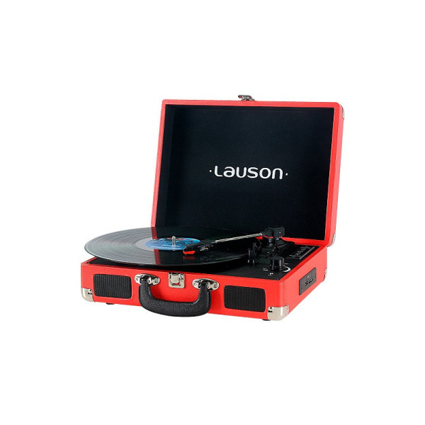 TOCADISCOS MALETIN VINTAGE LAUSON CON USB, BLUETOOTH Y ALTAVOCES COLOR ROJO MOD. XXVT3