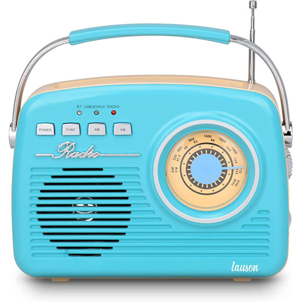 RADIO VINTAGE AZUL CON BLUETOOTH RECARGABLE MOD. RA142