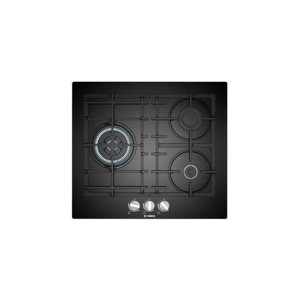 PLACA DE CRISTAL GAS NATURAL BOSCH 3 ZONAS WOK PARRILAS DE HIERRO FUNDIDO MOD. PNC6B6B90