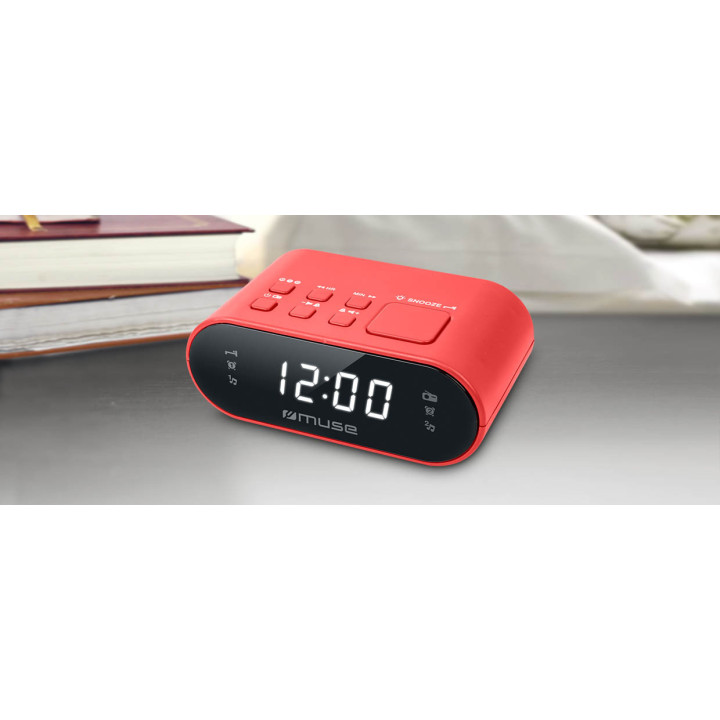 RADIO DESPERTADOR PLL CON ALARMA DUAL COLOR ROJO MOD. M-10RED