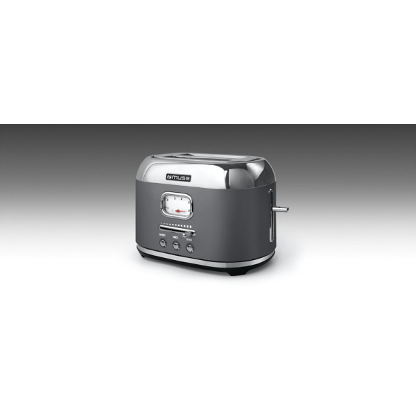TOSTADOR RETRO MUSE 2  REBANADAS DE PAN 1000W INOX MS120DG