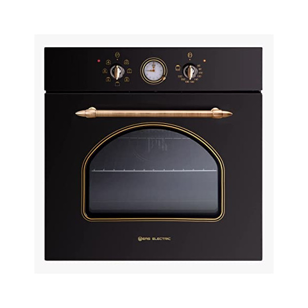 HORNO MULTIFUNCION ESTILO RUSTICO 7 FUNCIONES RAILES TELESCOPICOS COLOR NEGRO MOD. EMV56RN