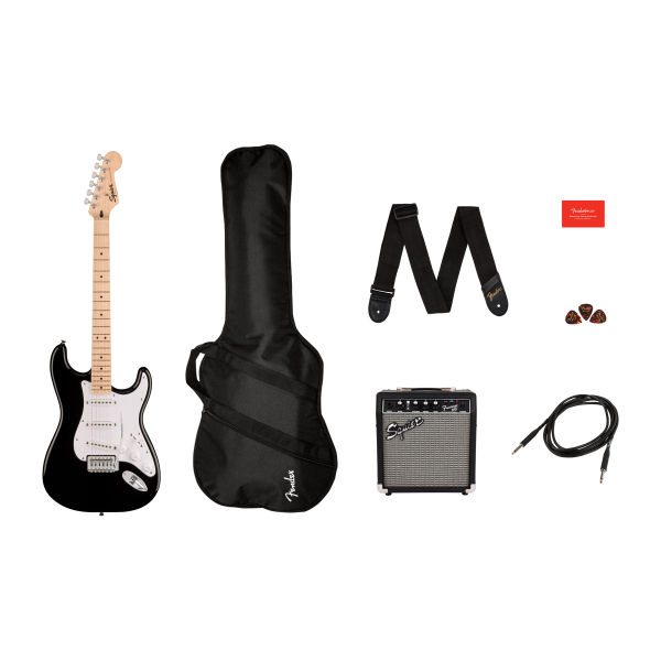 Pack Guitarra electrica Fender Squier Sonic Stratocaster(MR) Pack, Laurel Fingerboard, Black, Gig Ba