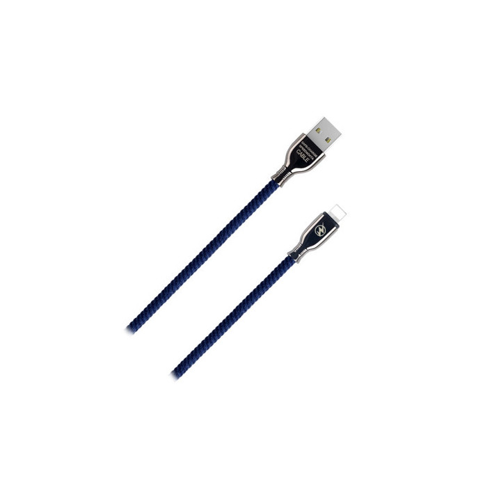 CONEXION USB MACHO A LIGHTNING (IPHONE) CONECTORES ALEACION DE ZINC CABLE TRENZADO 2A 2m