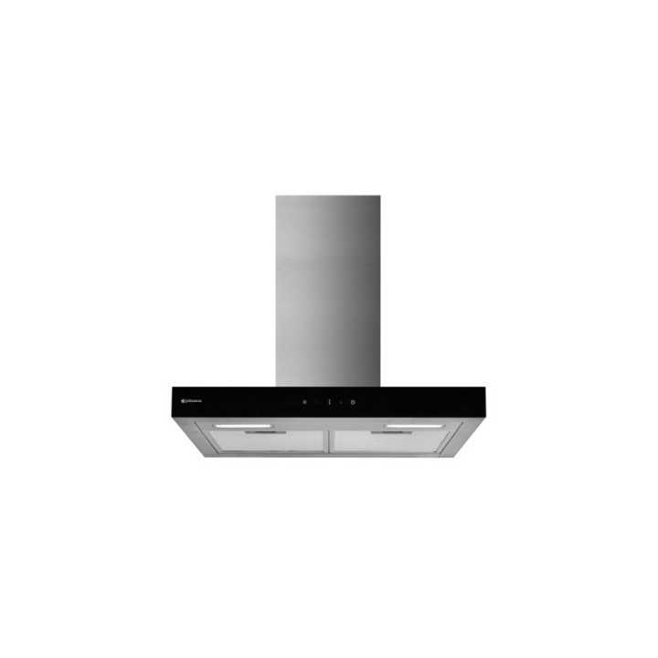 CAMPANA DECORTATIVA TIPO T JOHNSON 60CM. ABS. 800m3 FRONTAL CRISTAL NEGRO CLASE A MOD. SIROCO608NX