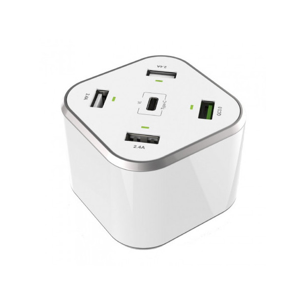 Cargador de Mesa Aisens ASCH-5PQC-W/ 1xUSB Tipo-C/ 4x USB/ 48W