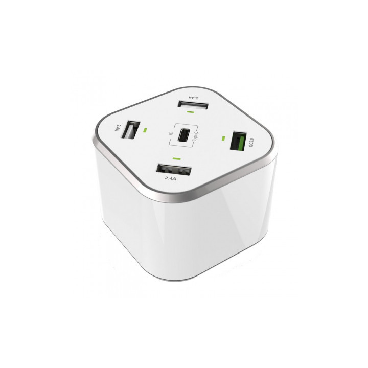 Cargador de Mesa Aisens ASCH-5PQC-W/ 1xUSB Tipo-C/ 4x USB/ 48W