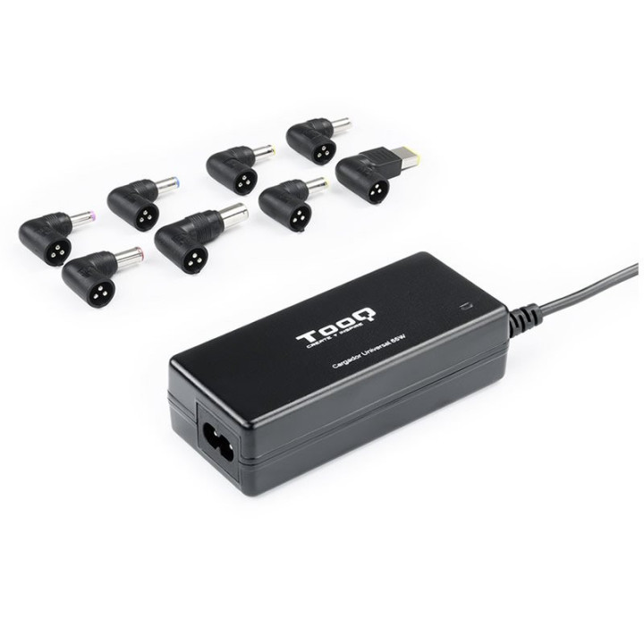 Cargador de Portatil TooQ TQLC-65BS02AT/ 65W/ Automatico/ 8 Conectores/ Voltaje 18.5-20V/ 1 USB
