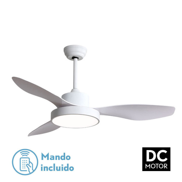 VENTILADOR DE TECHO MODELO HAYATE MOTOR DC 48W 4078LM BLANCO 3 ASPAS 39/54X120X120CM 3000-4000-6000K