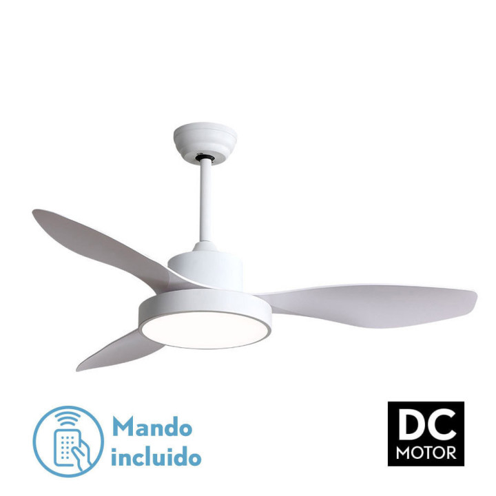 VENTILADOR DE TECHO MODELO HAYATE MOTOR DC 48W 4078LM BLANCO 3 ASPAS 39/54X120X120CM 3000-4000-6000K