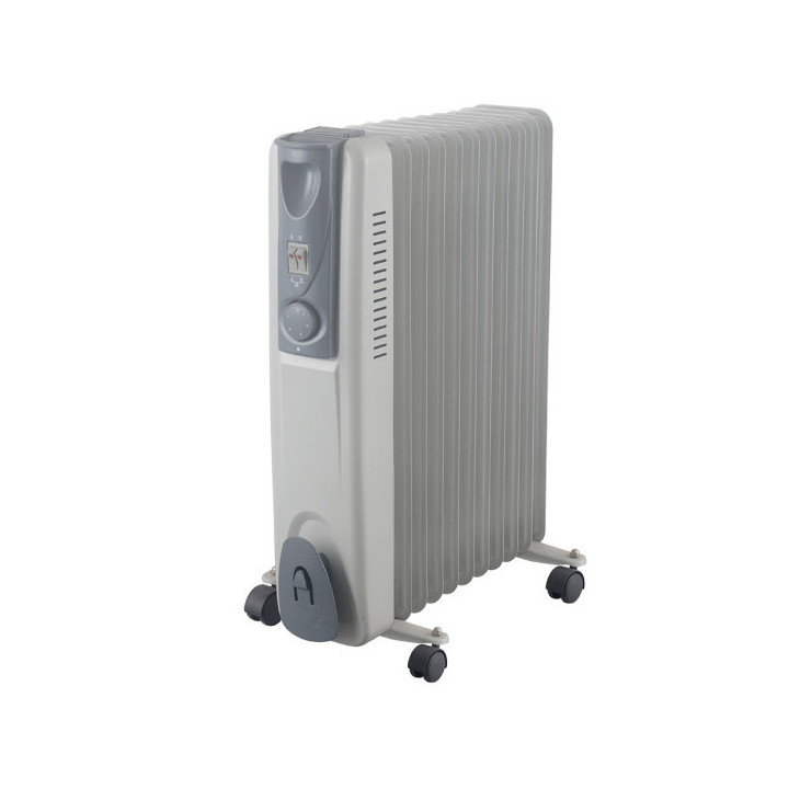 RADIADOR ACEITE CONFORT 2500W 11ELEMENTOS BLANCO/GRIS 3POTENC.RUEDAS TERMOSTATO REG.LUZ INDICADORA 5