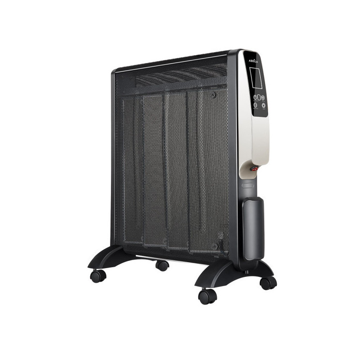RADIADOR DE MICA ABRIGO 2000W 4ELEMENTOS NEGRO/ORO REMOTO 2POT.ANTIVUELCO, TEMPORIZ.DISPLAY 61,5X56X