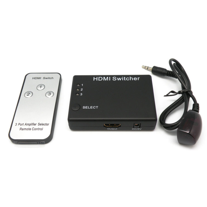 SELECTOR HDMI 3 ENTRADAS Y 1 SALIDA INCLUYE MANDO A DISTANCIA