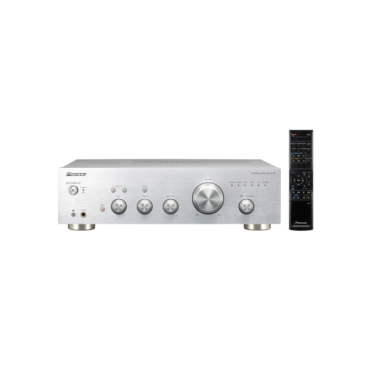 AMPLIFICADOR PIONEER 2 x 50W COLOR PLATA CON MANDO A DISTANCIA