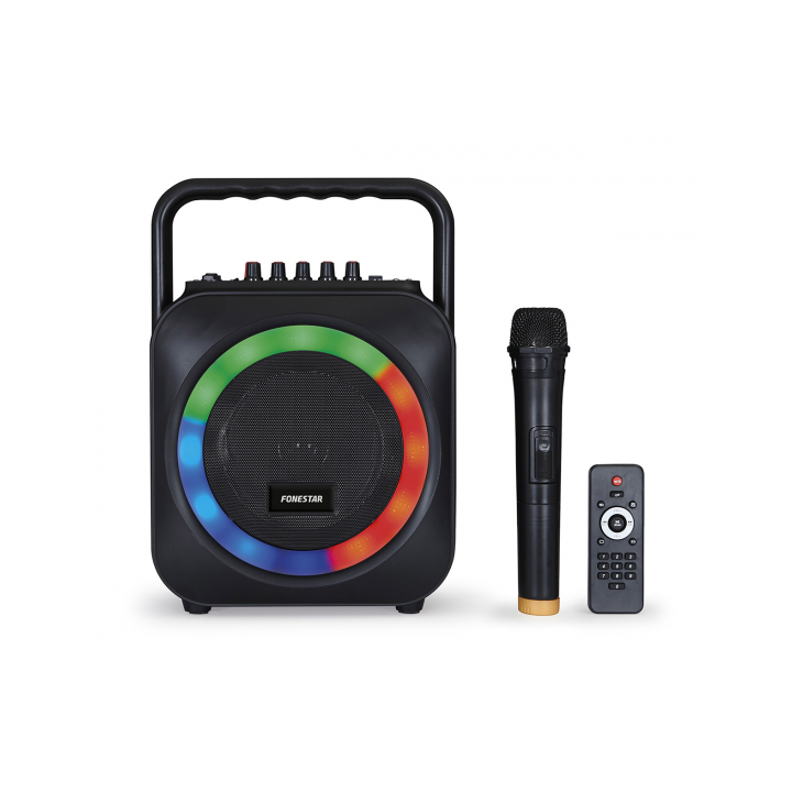 ALTAVOZ PORTATIL KARAOKE CON MICROFONO INALAMBRICO BLUETOOTH USB 35W RMS