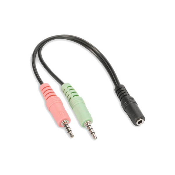 CONEXION AUDIO JACK 3.5/H 4 CONTACTOS A 2 JACK 3.5 ST/M (MICROFONO Y AURICULARES) 25 cm.