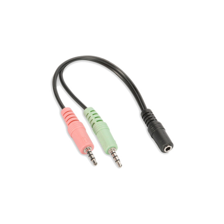 CONEXION AUDIO JACK 3.5/H 4 CONTACTOS A 2 JACK 3.5 ST/M (MICROFONO Y AURICULARES) 25 cm.
