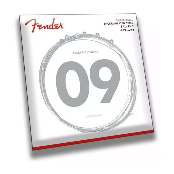 JUEGO CUERDAS FENDEER Super 250 Guitar Strings, Nickel Plated Steel, Ball End, 250L Gauges .009-.042