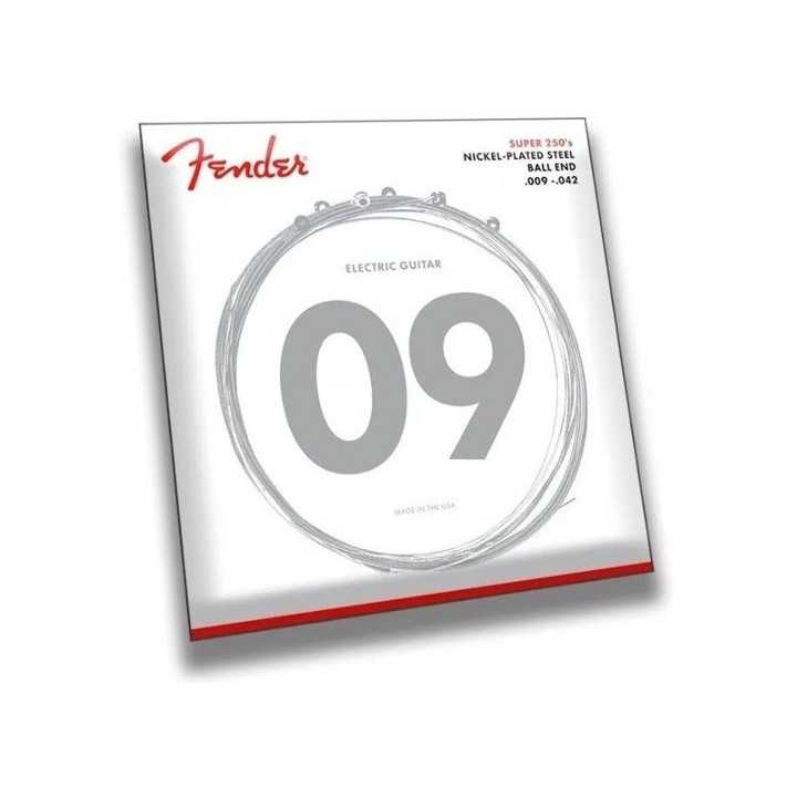 JUEGO CUERDAS FENDEER Super 250 Guitar Strings, Nickel Plated Steel, Ball End, 250L Gauges .009-.042