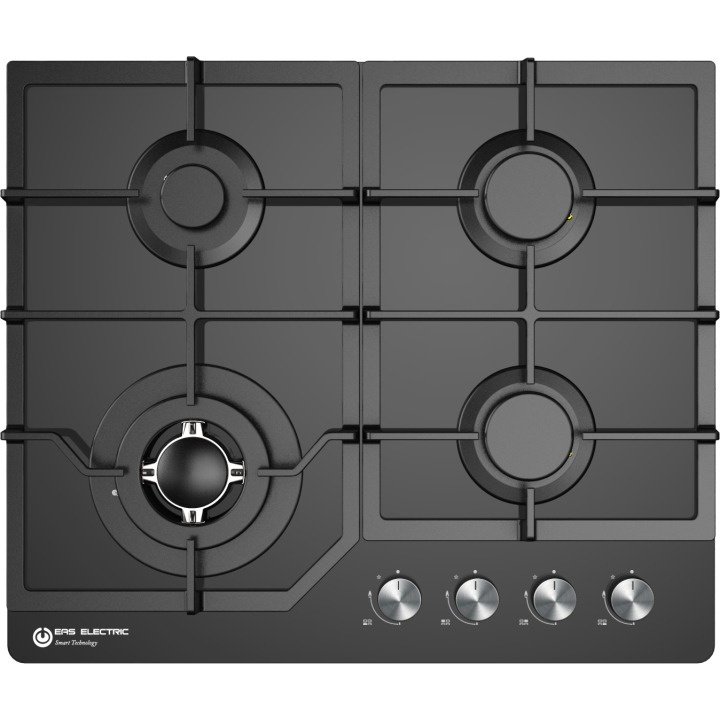 PLACA CRISTAL GAS EAS ELECTRIC 4 FUEGOS GAS BUTANO CON PARRILLAS HIERRO FUNDIDO INCLUYE KIT PARA GAS