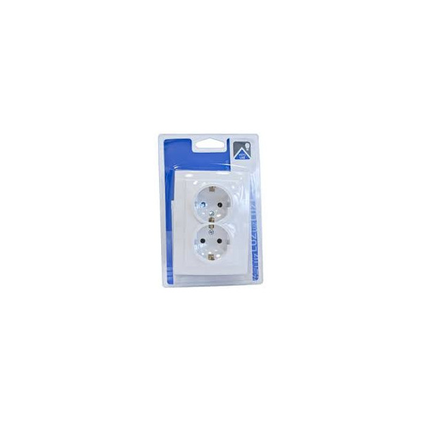 BASE DOBLE SCHUKO BLANCA BLISTER