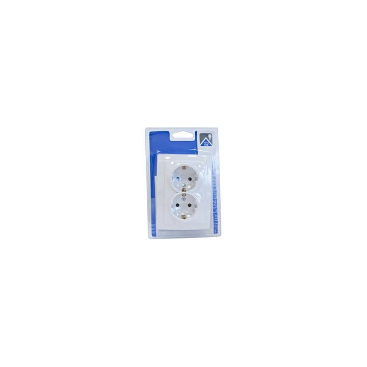 BASE DOBLE SCHUKO BLANCA BLISTER