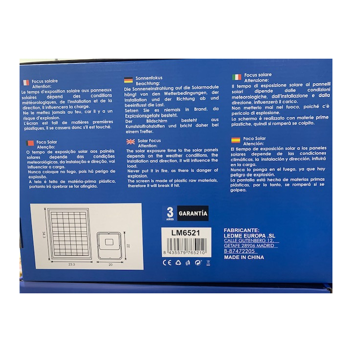 Foco Proyector Led Solar Venecia 50W - 6000K