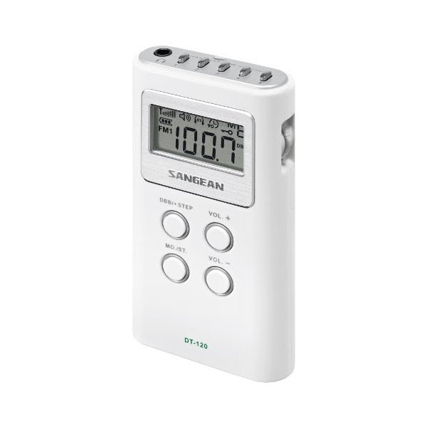 RADIO PORTATIL FM-AM SANGEAN CON DISPLAY COLOR BLANCA