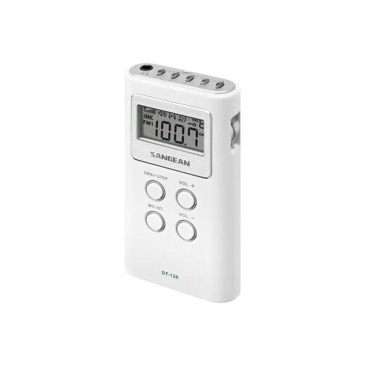 RADIO PORTATIL FM-AM SANGEAN CON DISPLAY COLOR BLANCA