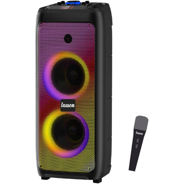 ALTAVOZ LAUSON PORTATIL 35W CON BLUETOOTH, USB, TARJETA, FUNCION KARAOKE Y BATERIA. LUZ INCORPORADO
