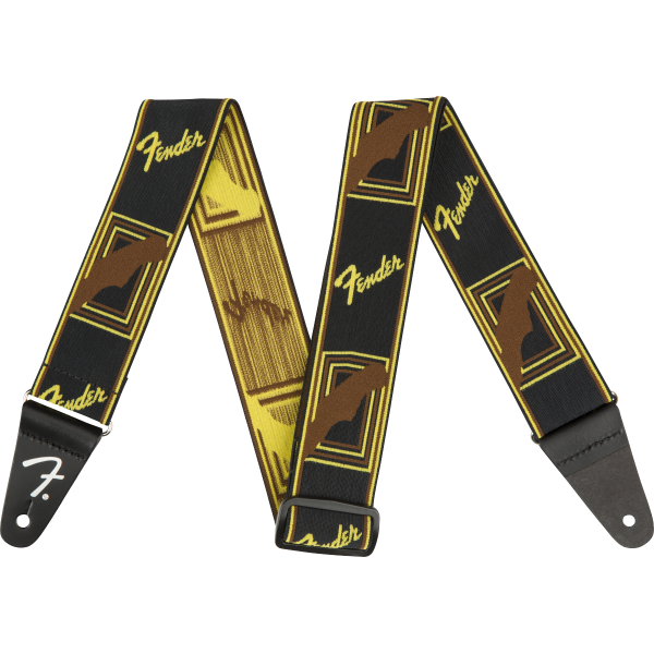 BANDOLERA FENDER LOGOTIPO AMARILLO MARRON CLASICA