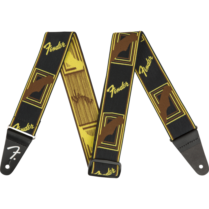 BANDOLERA FENDER LOGOTIPO AMARILLO MARRON CLASICA