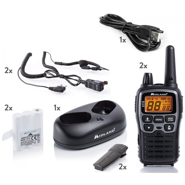 PMR WALKIE 446 MIDLAND XT70    CARGADOR   PINGANILLOS