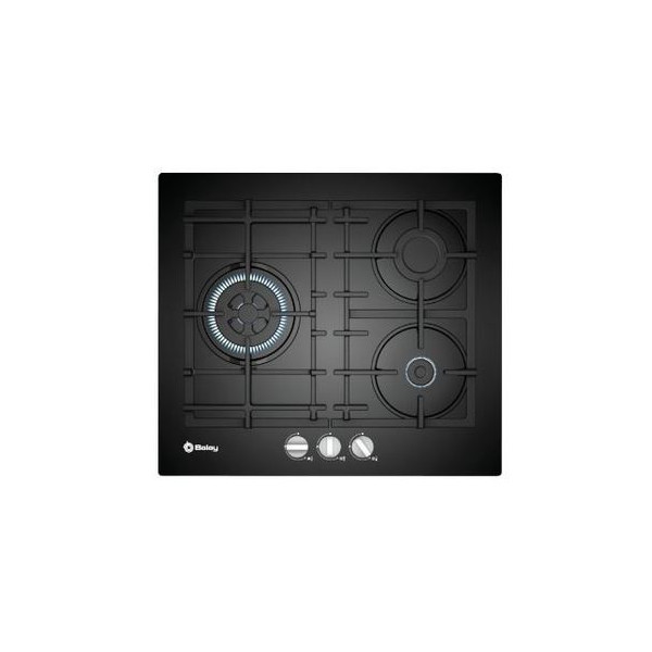 PLACA DE CRISTAL GAS BALAY 3 FUEGOS PARRILLAS DE HIERRO FUNDIDO AUTO ENCENDIDO MOD. 3ETG563HB