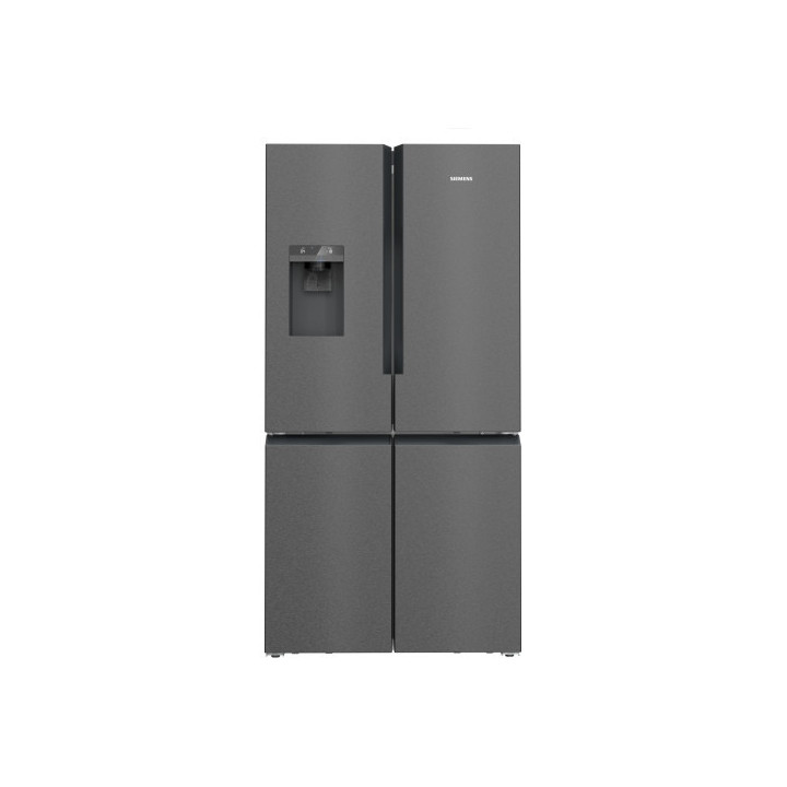 FRIGORIFICO 4 PUERTAS CON DISPENSADOR DE HIELO Y AGUA SIEMENS 183x90.5 NO FROST CLASE E BLACK INOX M