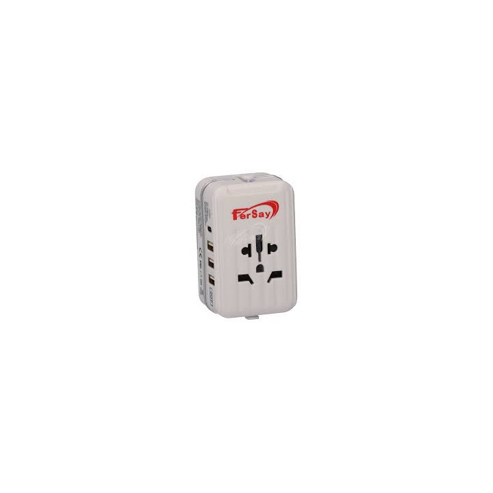 ADAPTADOR DE VIAJE FERSAY CON PUERTO USB MOD. FERSAY-SOP-3775