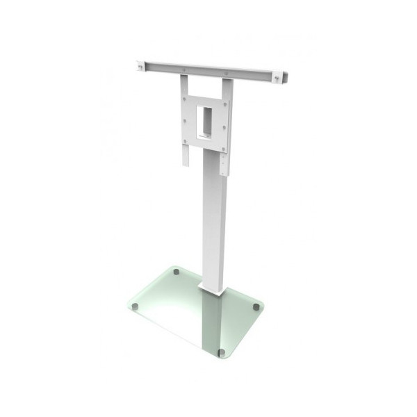 SOPORTE TV DE PIE COLOR BLANCO MATE Y BASE DE CRISTAL