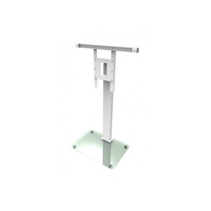 SOPORTE TV DE PIE COLOR BLANCO MATE Y BASE DE CRISTAL