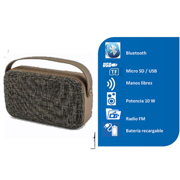 ALTAVOZ PORTATIL BLUETOOTH DAEWOO USB/MICRO SD MANOS LIBRES COLOR MARRON