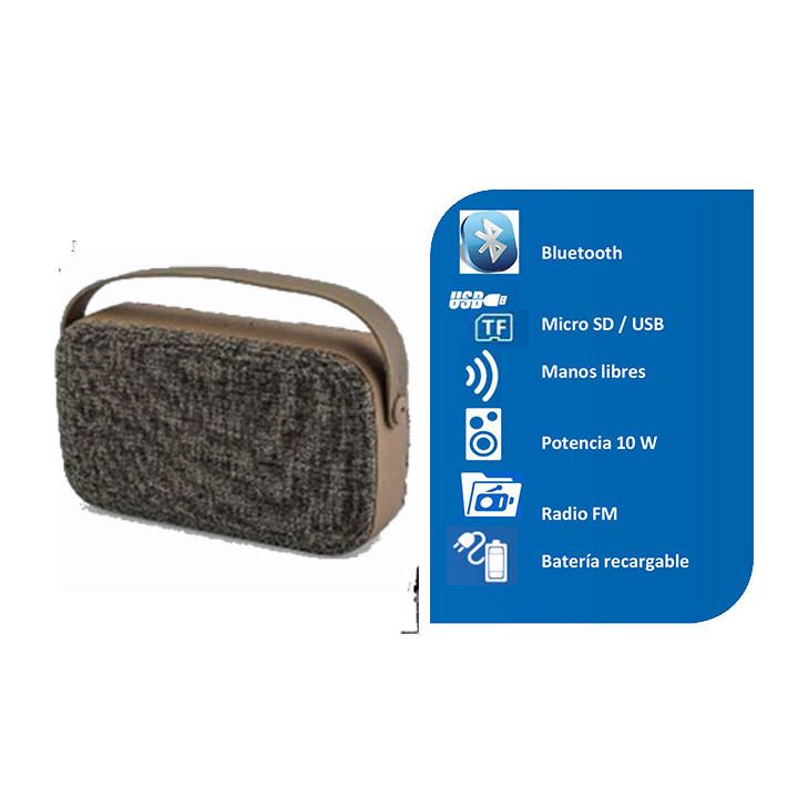 ALTAVOZ PORTATIL BLUETOOTH DAEWOO USB/MICRO SD MANOS LIBRES COLOR MARRON
