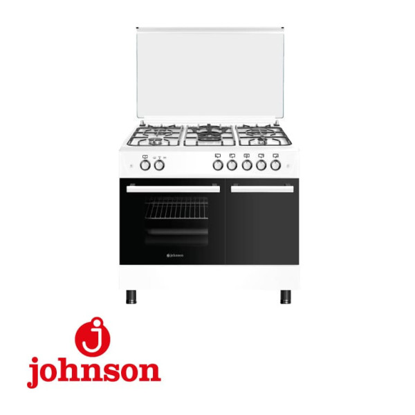 COCINA JOHNSON 90X64,5X87,8CM HORNO PORTABOMBONAS 5 FUEGOS BUTANO INOX WOK GRILL MOD. COCI90PBB