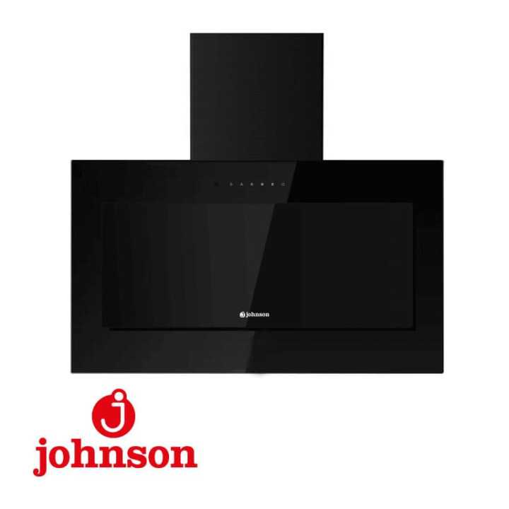 CAMPANA DECORATIVA INCLINADA CRISTAL NEGRO JOHNSON 90CM. 800m3/h CONTROL TACTIL MOD. KON908N