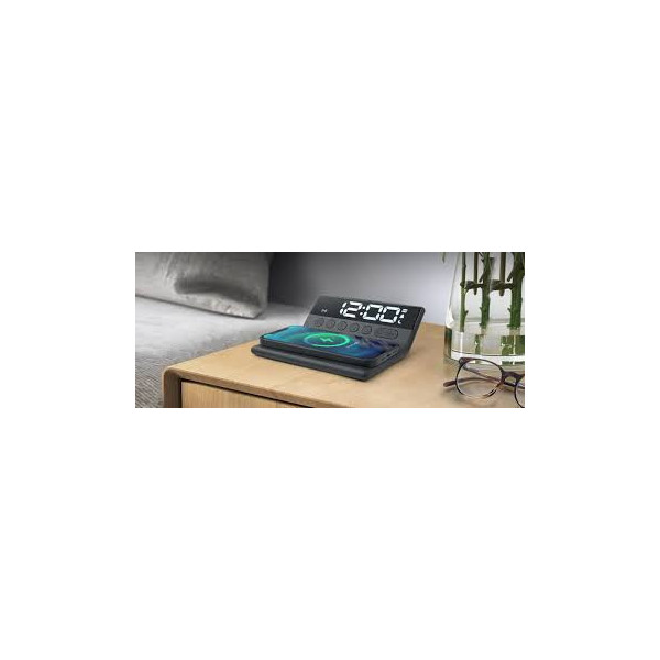 RELOJ DIGITAL MUSE CON DISPLAY GRANDE, ALARMA, CARGA POR INDUCCION, FUNCION SIESTA, DIMER Y SNOOZE M