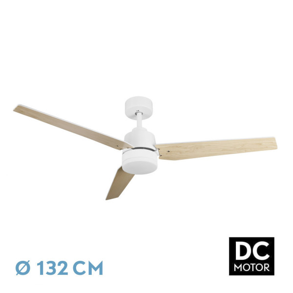 VENTILADOR DE TECHO CON ASPAS FIJAS FABRILAMP MODELO CAPTUS MOTOR DC 22W 2180 LM BLANCO/HAYA 35/45X1
