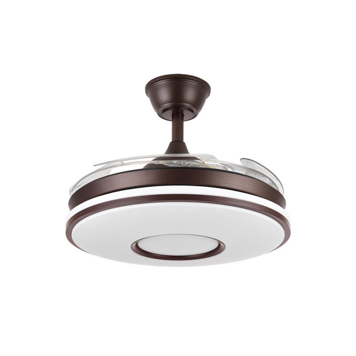 VENTILADOR DE TECHO CON ASPAS DESPLEGABLES MODELO DANI  COLOR MARRON  MOTOR DC 59W 3 ASPAS TRANSPARE