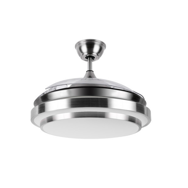 VENTILADOR DE TECHO CON ASPAS DESPLEGABLES MODELO IBE COLOR NIQUEL MOTOR DC 59W 3 ASPAS TRANSPARENTE