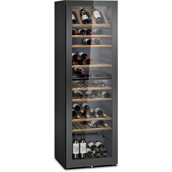 VINOTECA SIEMENSIQ500  CAPACIDAD 199 BOTELLAS CON DOS ZONAS DE TEMPERATURA  CLASE G MEDIDAS 186x60x
