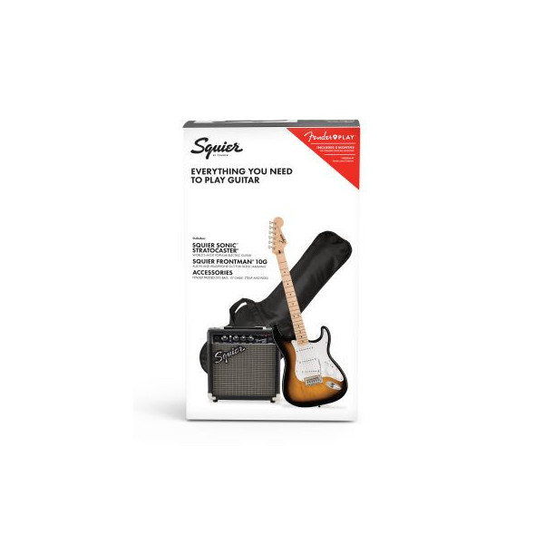 Pack Guitarra electrica Fender Squier Sonic Stratocaster(MR) Pack, Laurel Fingerboard, Sunburst, Gig