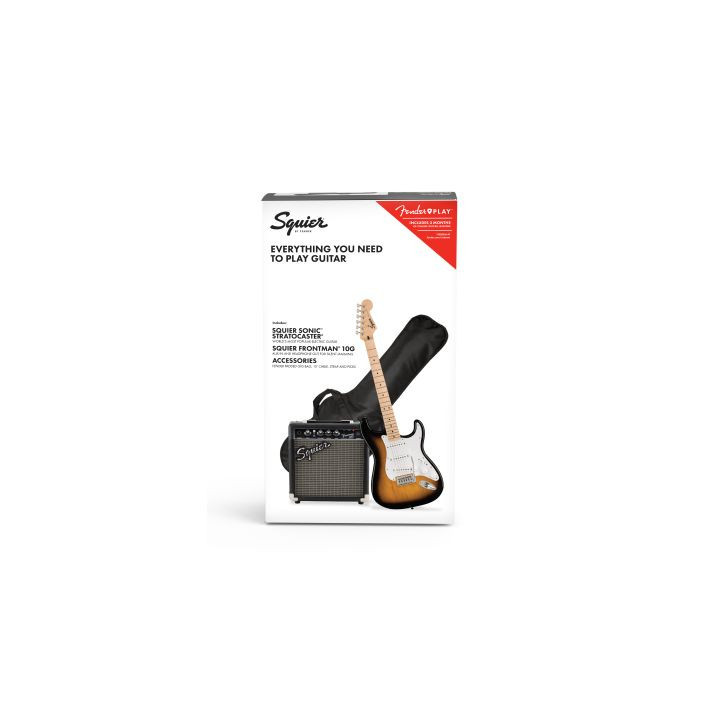 Pack Guitarra electrica Fender Squier Sonic Stratocaster(MR) Pack, Laurel Fingerboard, Sunburst, Gig