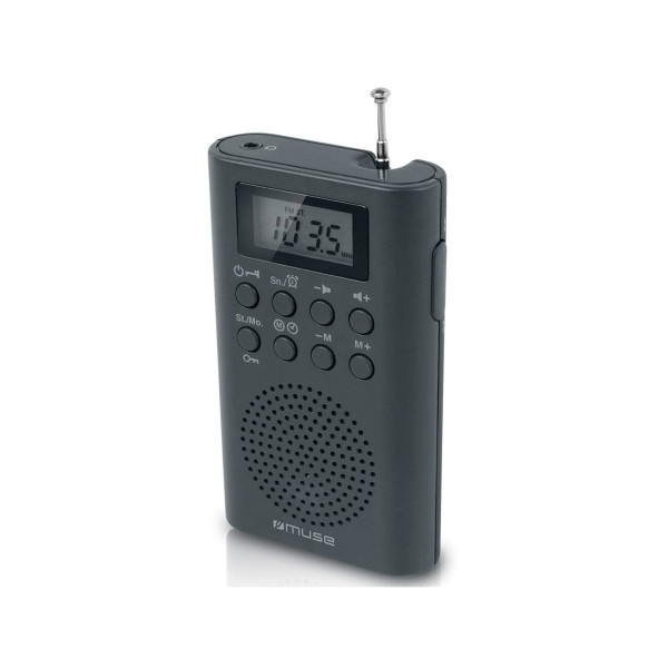 RADIO MUSE CON 20 EMISORAS PRESINTONIZADAS DE FM PANTALLA LCD ALTAVOZ INTEGRADO  BATERIAS O ALIMENTA